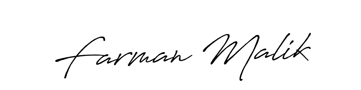 Create a beautiful signature design for name Farman Malik. With this signature (Antro_Vectra_Bolder) fonts, you can make a handwritten signature for free. Farman Malik signature style 7 images and pictures png