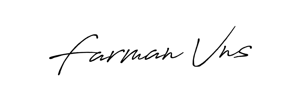 Use a signature maker to create a handwritten signature online. With this signature software, you can design (Antro_Vectra_Bolder) your own signature for name Farman Vns. Farman Vns signature style 7 images and pictures png