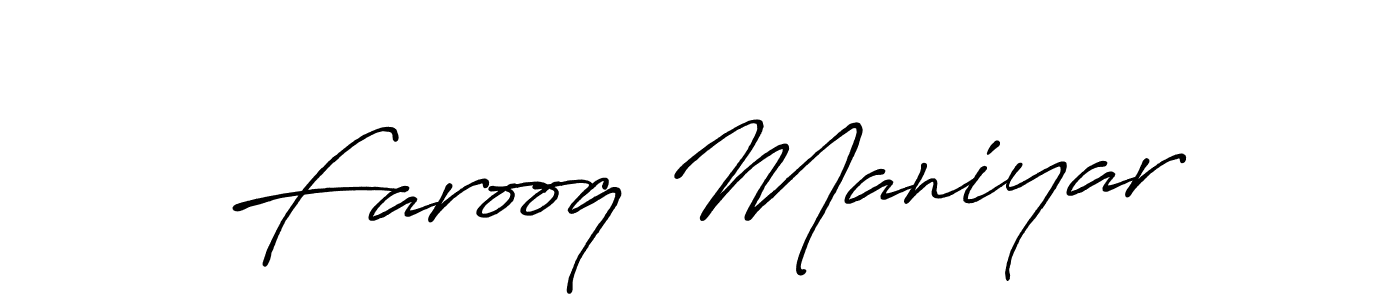How to make Farooq Maniyar name signature. Use Antro_Vectra_Bolder style for creating short signs online. This is the latest handwritten sign. Farooq Maniyar signature style 7 images and pictures png