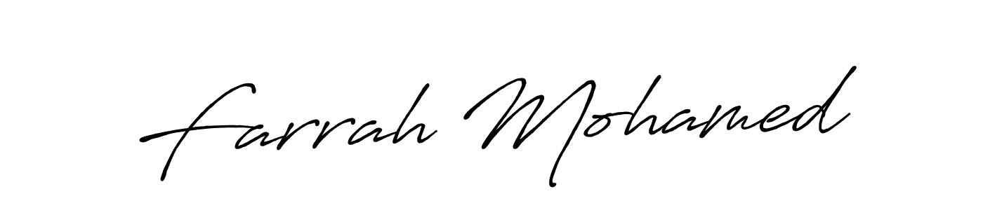 How to make Farrah Mohamed signature? Antro_Vectra_Bolder is a professional autograph style. Create handwritten signature for Farrah Mohamed name. Farrah Mohamed signature style 7 images and pictures png