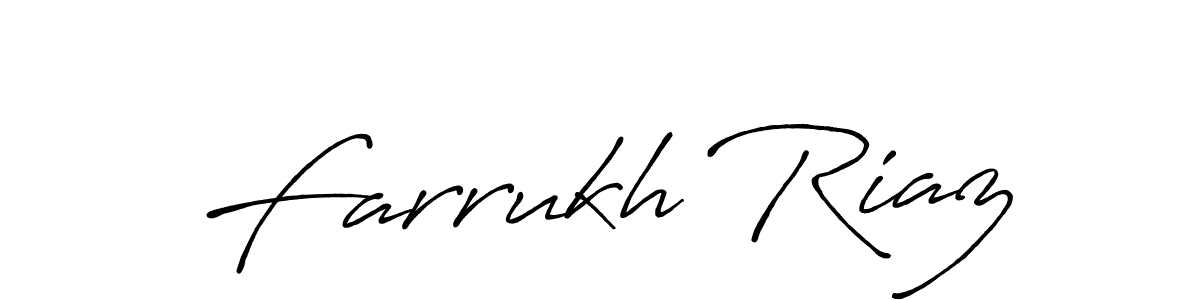 Create a beautiful signature design for name Farrukh Riaz. With this signature (Antro_Vectra_Bolder) fonts, you can make a handwritten signature for free. Farrukh Riaz signature style 7 images and pictures png