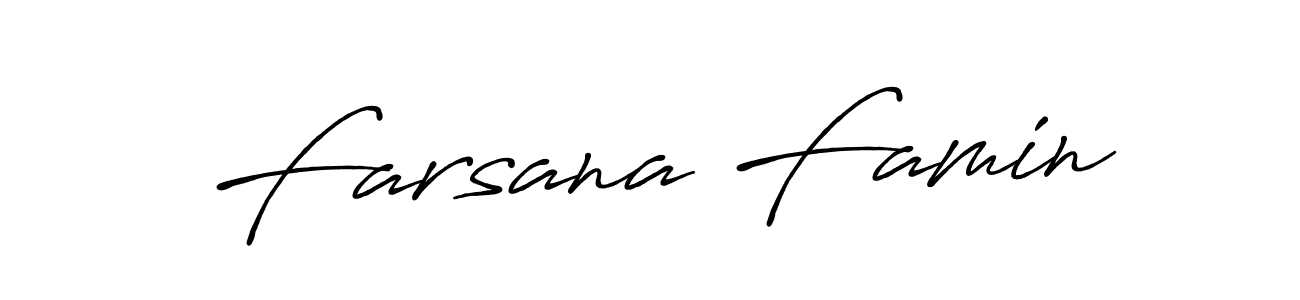 How to make Farsana Famin name signature. Use Antro_Vectra_Bolder style for creating short signs online. This is the latest handwritten sign. Farsana Famin signature style 7 images and pictures png