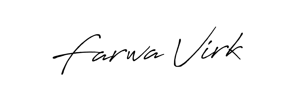 Design your own signature with our free online signature maker. With this signature software, you can create a handwritten (Antro_Vectra_Bolder) signature for name Farwa Virk. Farwa Virk signature style 7 images and pictures png