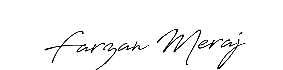 Create a beautiful signature design for name Farzan Meraj. With this signature (Antro_Vectra_Bolder) fonts, you can make a handwritten signature for free. Farzan Meraj signature style 7 images and pictures png
