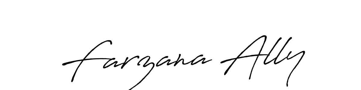 Farzana Ally stylish signature style. Best Handwritten Sign (Antro_Vectra_Bolder) for my name. Handwritten Signature Collection Ideas for my name Farzana Ally. Farzana Ally signature style 7 images and pictures png