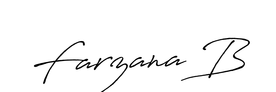 The best way (Antro_Vectra_Bolder) to make a short signature is to pick only two or three words in your name. The name Farzana B include a total of six letters. For converting this name. Farzana B signature style 7 images and pictures png