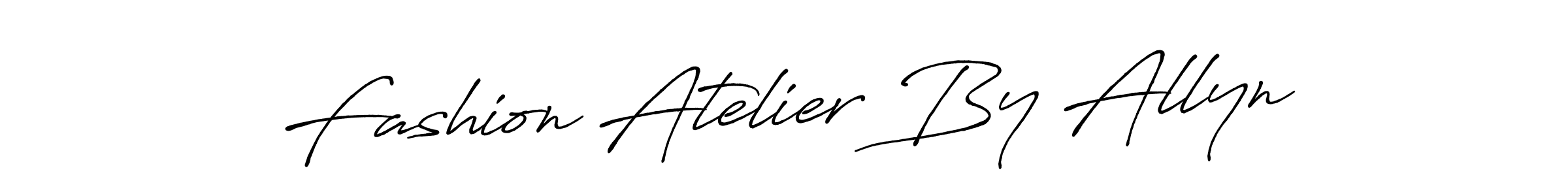 How to make Fashion Atelier By Allyn name signature. Use Antro_Vectra_Bolder style for creating short signs online. This is the latest handwritten sign. Fashion Atelier By Allyn signature style 7 images and pictures png