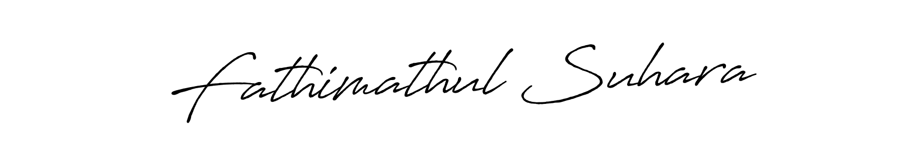 How to make Fathimathul Suhara name signature. Use Antro_Vectra_Bolder style for creating short signs online. This is the latest handwritten sign. Fathimathul Suhara signature style 7 images and pictures png