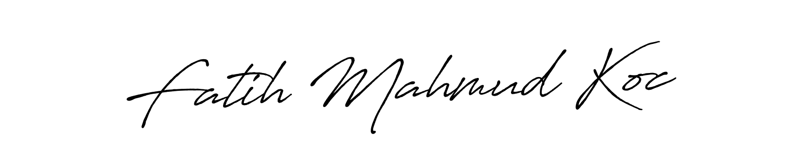 Create a beautiful signature design for name Fatih Mahmud Koc. With this signature (Antro_Vectra_Bolder) fonts, you can make a handwritten signature for free. Fatih Mahmud Koc signature style 7 images and pictures png