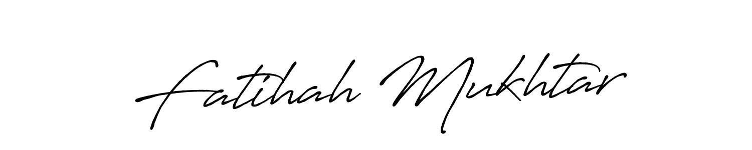 How to make Fatihah Mukhtar name signature. Use Antro_Vectra_Bolder style for creating short signs online. This is the latest handwritten sign. Fatihah Mukhtar signature style 7 images and pictures png