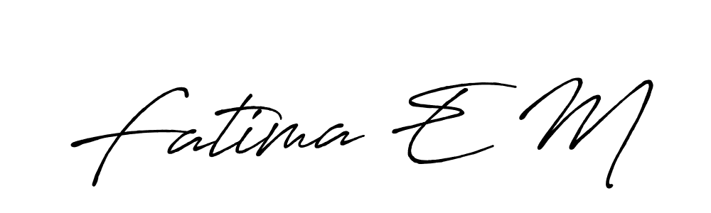 if you are searching for the best signature style for your name Fatima E M. so please give up your signature search. here we have designed multiple signature styles  using Antro_Vectra_Bolder. Fatima E M signature style 7 images and pictures png