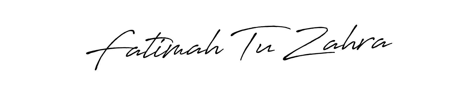 Create a beautiful signature design for name Fatimah Tu Zahra. With this signature (Antro_Vectra_Bolder) fonts, you can make a handwritten signature for free. Fatimah Tu Zahra signature style 7 images and pictures png