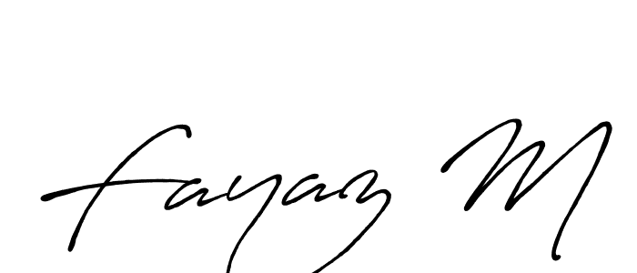 How to make Fayaz M name signature. Use Antro_Vectra_Bolder style for creating short signs online. This is the latest handwritten sign. Fayaz M signature style 7 images and pictures png