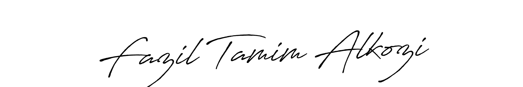 Create a beautiful signature design for name Fazil Tamim Alkozi. With this signature (Antro_Vectra_Bolder) fonts, you can make a handwritten signature for free. Fazil Tamim Alkozi signature style 7 images and pictures png