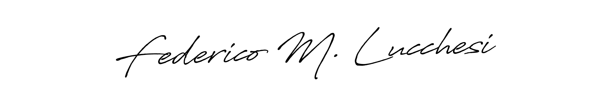 Create a beautiful signature design for name Federico M. Lucchesi. With this signature (Antro_Vectra_Bolder) fonts, you can make a handwritten signature for free. Federico M. Lucchesi signature style 7 images and pictures png