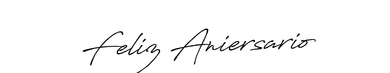 Make a beautiful signature design for name Feliz Aniersario. With this signature (Antro_Vectra_Bolder) style, you can create a handwritten signature for free. Feliz Aniersario signature style 7 images and pictures png