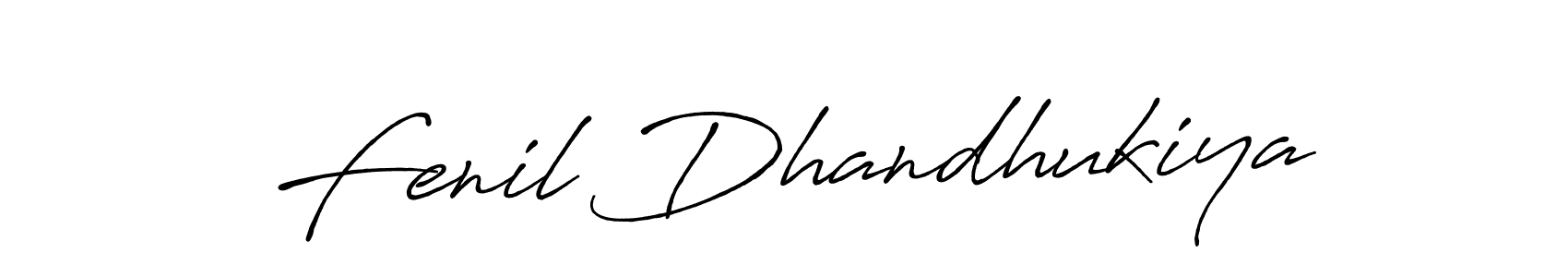 Make a beautiful signature design for name Fenil Dhandhukiya. With this signature (Antro_Vectra_Bolder) style, you can create a handwritten signature for free. Fenil Dhandhukiya signature style 7 images and pictures png