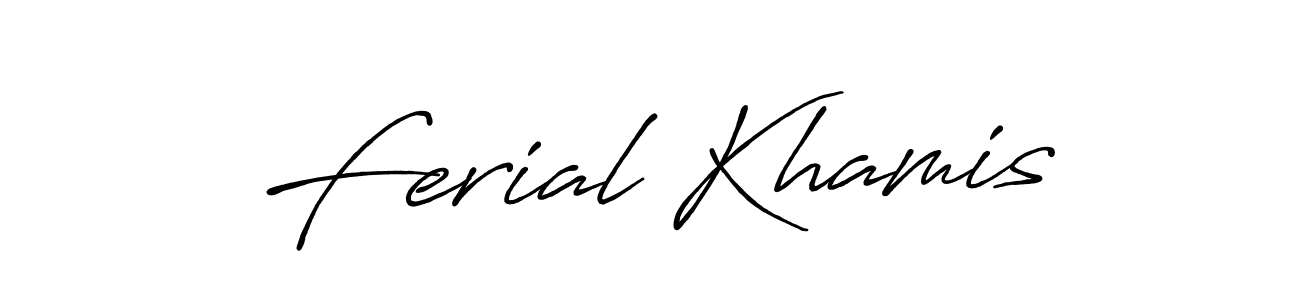 The best way (Antro_Vectra_Bolder) to make a short signature is to pick only two or three words in your name. The name Ferial Khamis include a total of six letters. For converting this name. Ferial Khamis signature style 7 images and pictures png