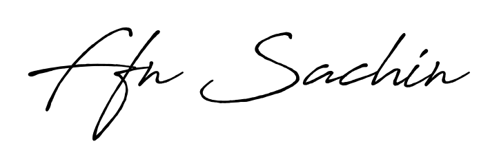 Explore multiple handwriting variations for Ffn Sachin including this stunning Antro_Vectra_Bolder design. Free to use across all platforms. Ffn Sachin signature style 7 images and pictures png