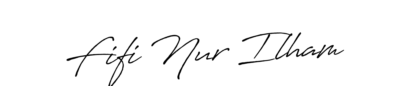 The best way (Antro_Vectra_Bolder) to make a short signature is to pick only two or three words in your name. The name Fifi Nur Ilham include a total of six letters. For converting this name. Fifi Nur Ilham signature style 7 images and pictures png