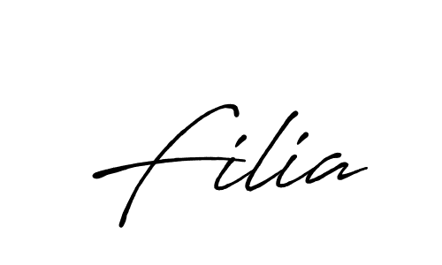 Filia stylish signature style. Best Handwritten Sign (Antro_Vectra_Bolder) for my name. Handwritten Signature Collection Ideas for my name Filia. Filia signature style 7 images and pictures png