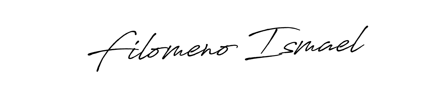 Make a beautiful signature design for name Filomeno Ismael. With this signature (Antro_Vectra_Bolder) style, you can create a handwritten signature for free. Filomeno Ismael signature style 7 images and pictures png