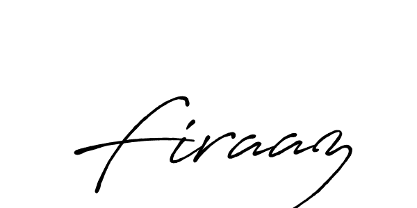 Use a signature maker to create a handwritten signature online. With this signature software, you can design (Antro_Vectra_Bolder) your own signature for name Firaaz. Firaaz signature style 7 images and pictures png