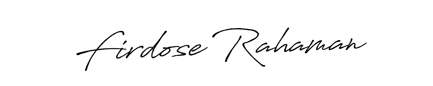 The best way (Antro_Vectra_Bolder) to make a short signature is to pick only two or three words in your name. The name Firdose Rahaman include a total of six letters. For converting this name. Firdose Rahaman signature style 7 images and pictures png