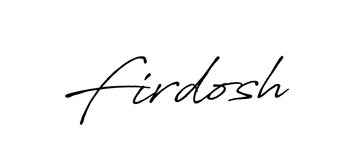 How to make Firdosh name signature. Use Antro_Vectra_Bolder style for creating short signs online. This is the latest handwritten sign. Firdosh signature style 7 images and pictures png
