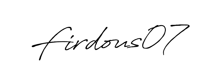 It looks lik you need a new signature style for name Firdous07. Design unique handwritten (Antro_Vectra_Bolder) signature with our free signature maker in just a few clicks. Firdous07 signature style 7 images and pictures png
