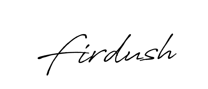 How to make Firdush name signature. Use Antro_Vectra_Bolder style for creating short signs online. This is the latest handwritten sign. Firdush signature style 7 images and pictures png