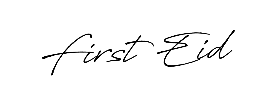 Use a signature maker to create a handwritten signature online. With this signature software, you can design (Antro_Vectra_Bolder) your own signature for name First Eid. First Eid signature style 7 images and pictures png