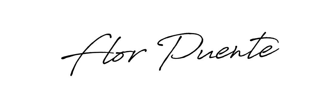 Use a signature maker to create a handwritten signature online. With this signature software, you can design (Antro_Vectra_Bolder) your own signature for name Flor Puente. Flor Puente signature style 7 images and pictures png