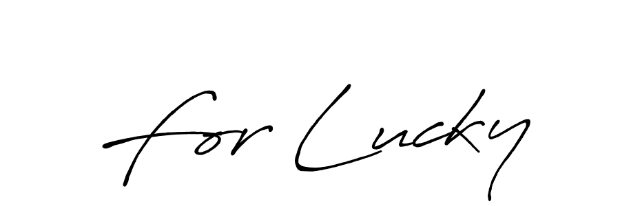 Make a beautiful signature design for name For Lucky. With this signature (Antro_Vectra_Bolder) style, you can create a handwritten signature for free. For Lucky signature style 7 images and pictures png