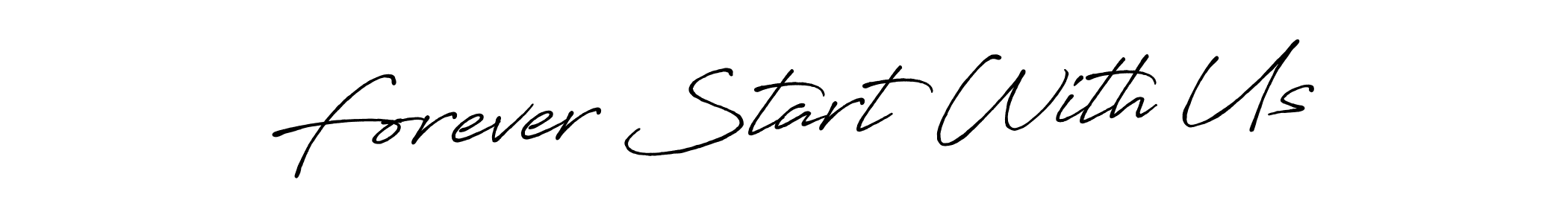 The best way (Antro_Vectra_Bolder) to make a short signature is to pick only two or three words in your name. The name Forever Start With Us include a total of six letters. For converting this name. Forever Start With Us signature style 7 images and pictures png