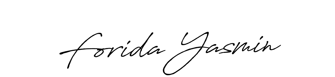 How to make Forida Yasmin name signature. Use Antro_Vectra_Bolder style for creating short signs online. This is the latest handwritten sign. Forida Yasmin signature style 7 images and pictures png