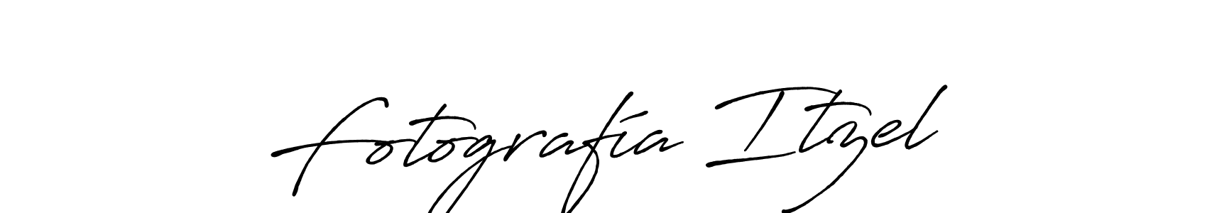 How to make Fotografía Itzel name signature. Use Antro_Vectra_Bolder style for creating short signs online. This is the latest handwritten sign. Fotografía Itzel signature style 7 images and pictures png