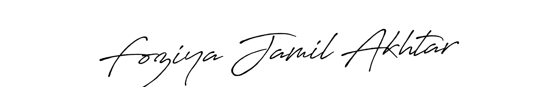 Design your own signature with our free online signature maker. With this signature software, you can create a handwritten (Antro_Vectra_Bolder) signature for name Foziya Jamil Akhtar. Foziya Jamil Akhtar signature style 7 images and pictures png