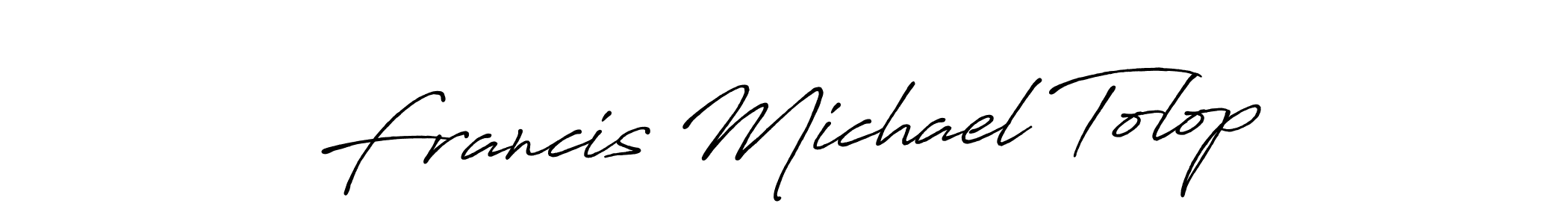 The best way (Antro_Vectra_Bolder) to make a short signature is to pick only two or three words in your name. The name Francis Michael Tolop include a total of six letters. For converting this name. Francis Michael Tolop signature style 7 images and pictures png