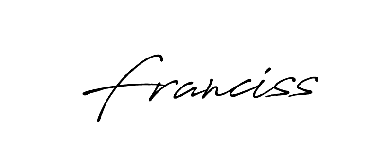 Use a signature maker to create a handwritten signature online. With this signature software, you can design (Antro_Vectra_Bolder) your own signature for name Franciss. Franciss signature style 7 images and pictures png