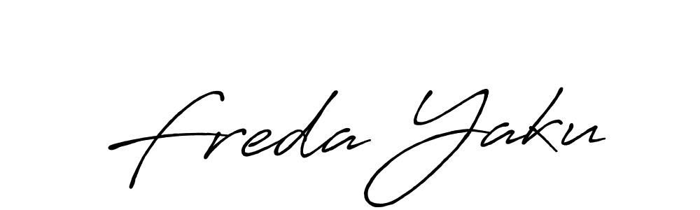 Freda Yaku stylish signature style. Best Handwritten Sign (Antro_Vectra_Bolder) for my name. Handwritten Signature Collection Ideas for my name Freda Yaku. Freda Yaku signature style 7 images and pictures png