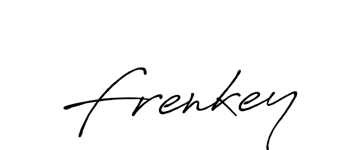 Use a signature maker to create a handwritten signature online. With this signature software, you can design (Antro_Vectra_Bolder) your own signature for name Frenkey. Frenkey signature style 7 images and pictures png