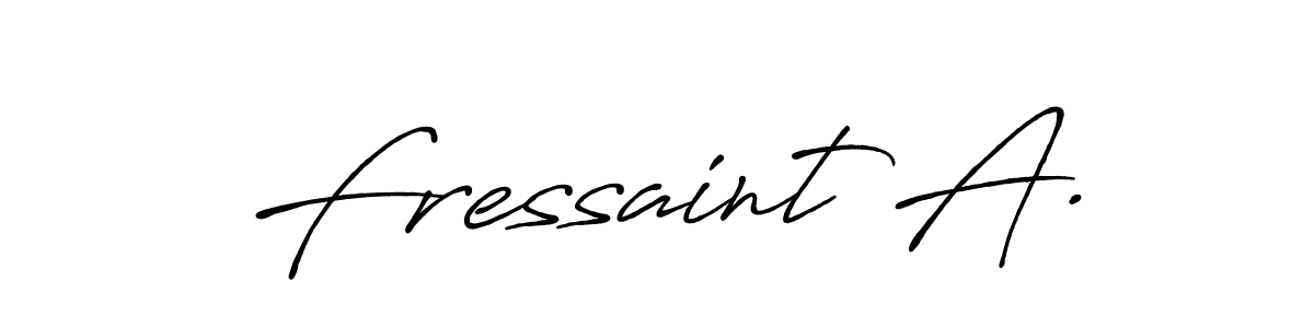 The best way (Antro_Vectra_Bolder) to make a short signature is to pick only two or three words in your name. The name Fressaint A. include a total of six letters. For converting this name. Fressaint A. signature style 7 images and pictures png