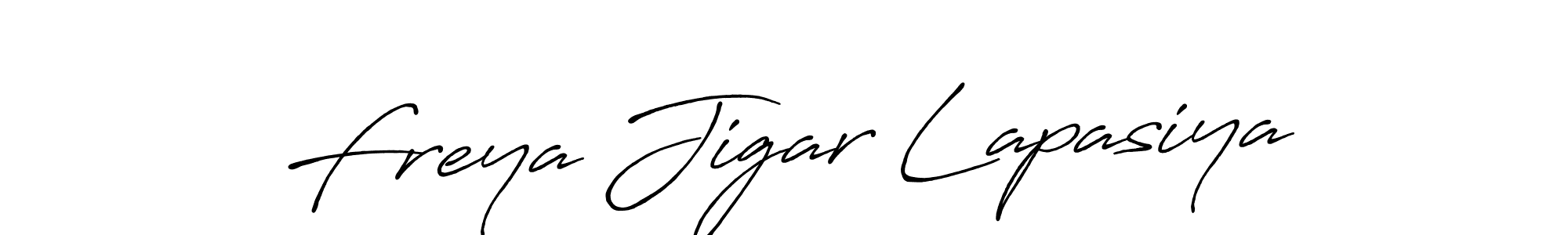 This is the best signature style for the Freya Jigar Lapasiya name. Also you like these signature font (Antro_Vectra_Bolder). Mix name signature. Freya Jigar Lapasiya signature style 7 images and pictures png