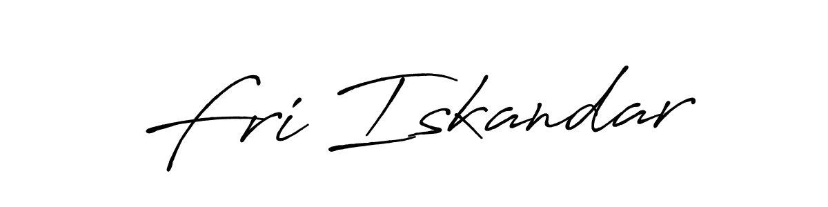 Use a signature maker to create a handwritten signature online. With this signature software, you can design (Antro_Vectra_Bolder) your own signature for name Fri Iskandar. Fri Iskandar signature style 7 images and pictures png