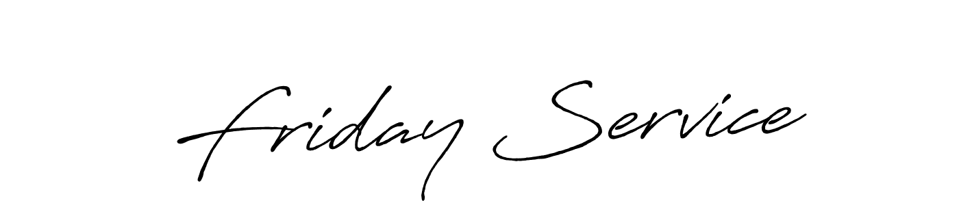 Similarly Antro_Vectra_Bolder is the best handwritten signature design. Signature creator online .You can use it as an online autograph creator for name Friday Service. Friday Service signature style 7 images and pictures png