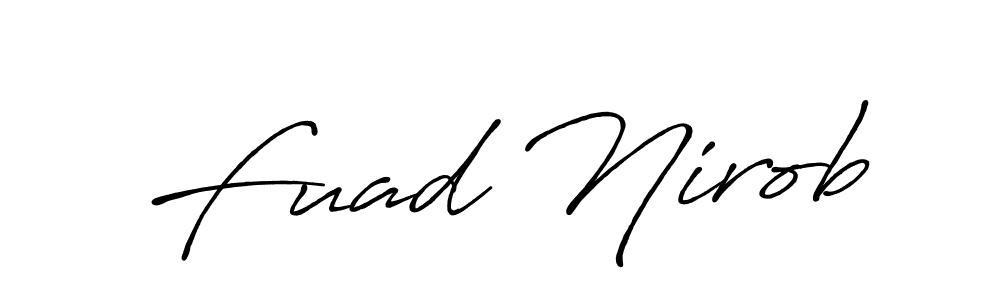 You should practise on your own different ways (Antro_Vectra_Bolder) to write your name (Fuad Nirob) in signature. don't let someone else do it for you. Fuad Nirob signature style 7 images and pictures png