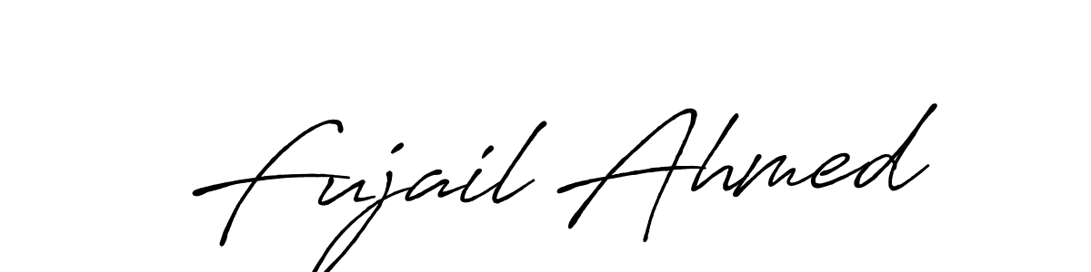 How to make Fujail Ahmed name signature. Use Antro_Vectra_Bolder style for creating short signs online. This is the latest handwritten sign. Fujail Ahmed signature style 7 images and pictures png