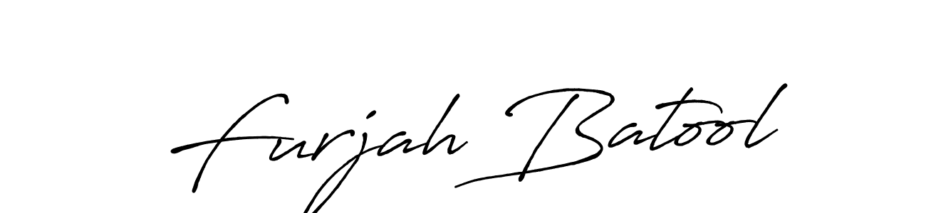 Make a beautiful signature design for name Furjah Batool. With this signature (Antro_Vectra_Bolder) style, you can create a handwritten signature for free. Furjah Batool signature style 7 images and pictures png