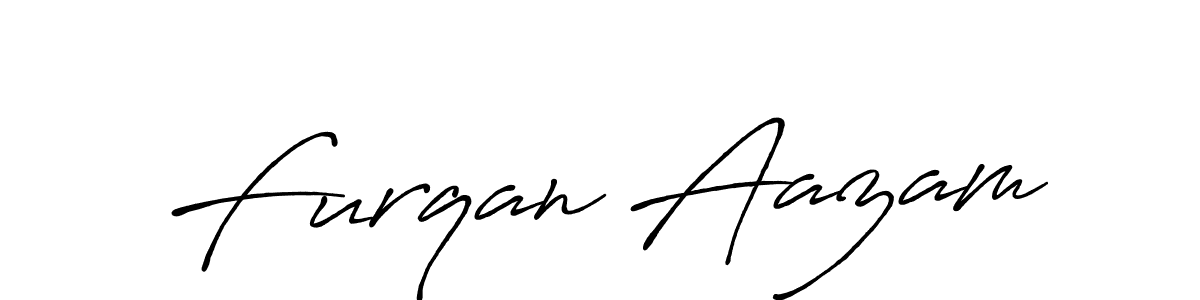 How to make Furqan Aazam name signature. Use Antro_Vectra_Bolder style for creating short signs online. This is the latest handwritten sign. Furqan Aazam signature style 7 images and pictures png